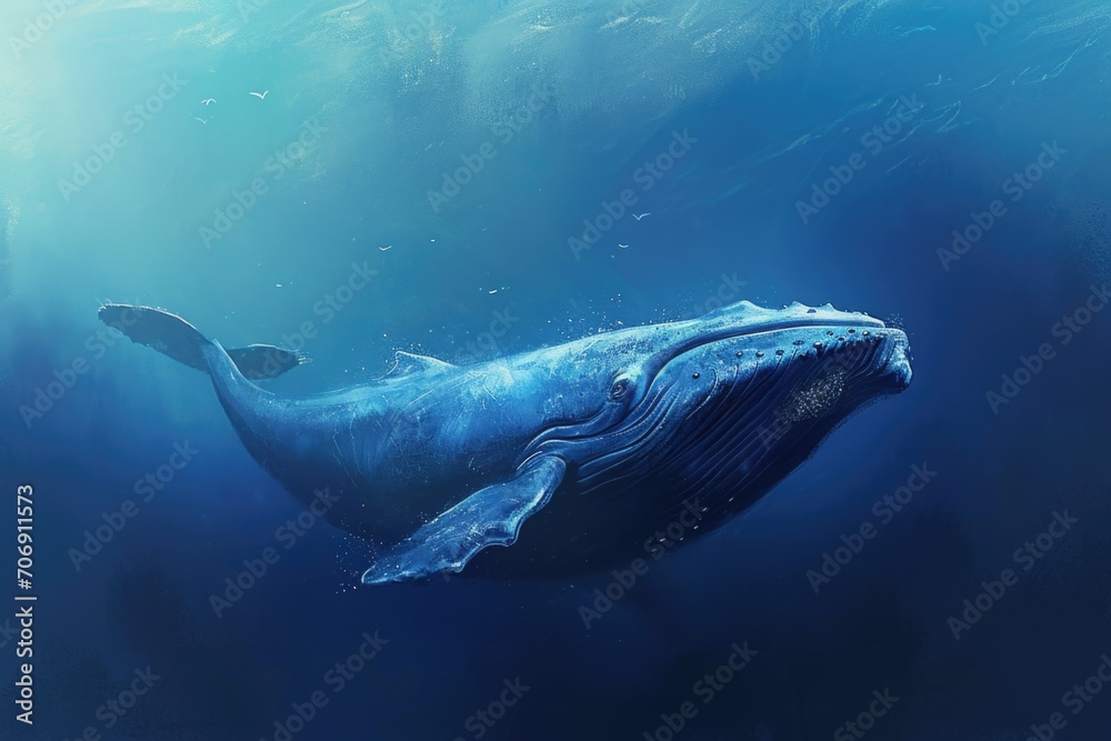 Fototapeta premium Blue whale illustration