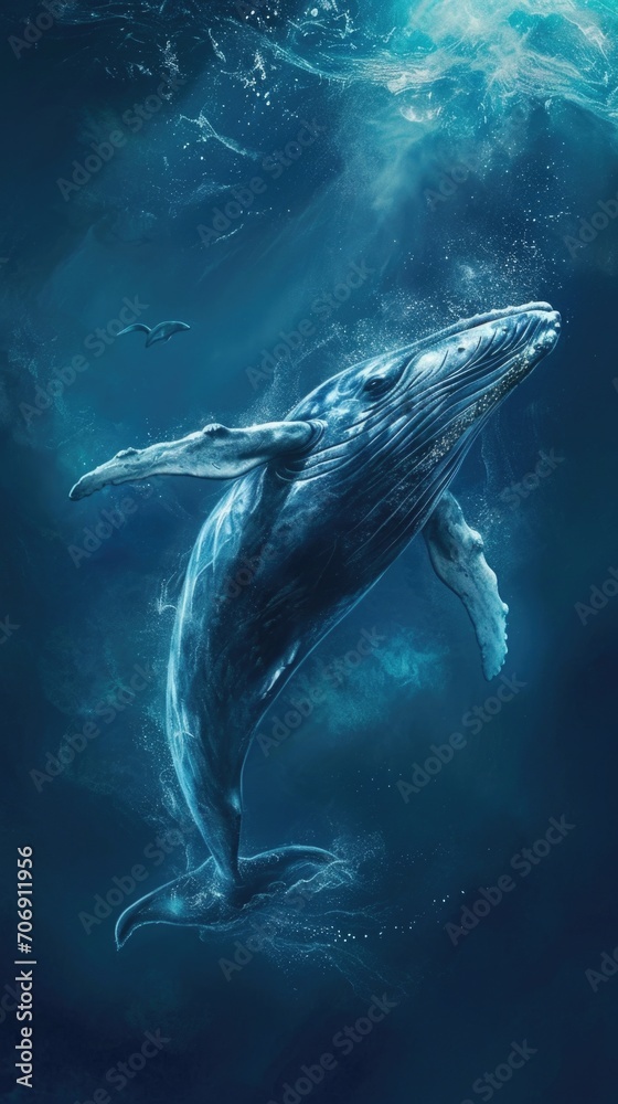 Naklejka premium Blue whale illustration 