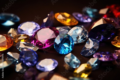 Jewel on black shine color  Collection of many different natural gemstones amethyst  lapis lazuli  rose quartz  citrine  ruby  amazonite  moonstone  labradorite  chalcedony  blue topaz