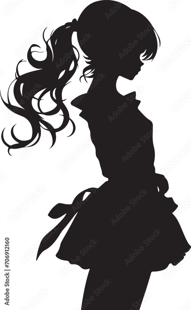 hand drawn anime girl silhouette illustration generative ai hand drawn anime girl silhouette illustration generative ai