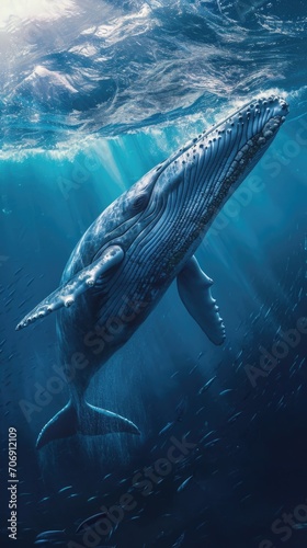 Blue whale . Vertical backgroudn 