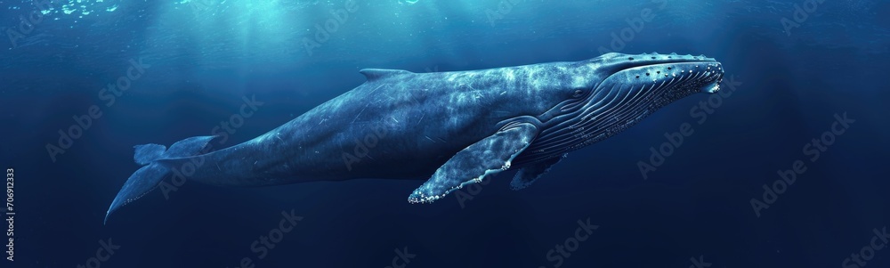 Naklejka premium Blue whale. Banner