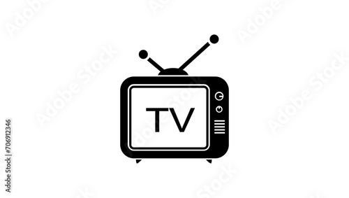 TV symbol, black isolated silhouette