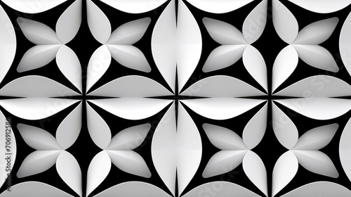 Abstract seamless pattern with black and white geometric figures.
