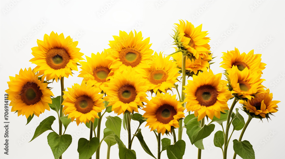 Obraz premium sunflowers isolated on white background photograph