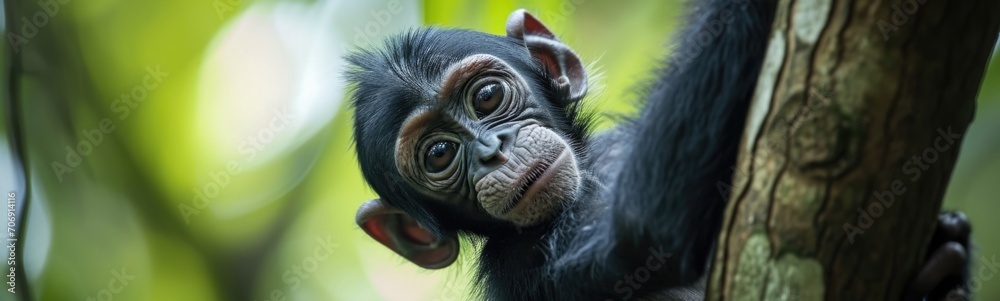 Monkey climbing. Banner Monkey climbing. Banner