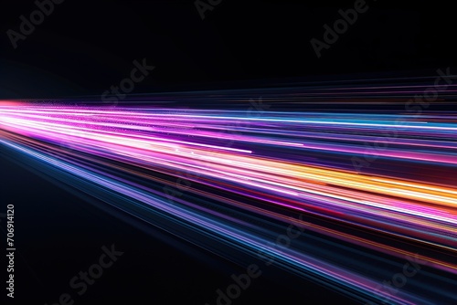 Abstract long exposure colorful light on black background