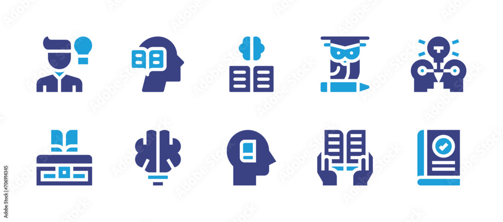 Knowledge icon set. Duotone color. Vector illustration. Containing read, knowledge, idea, reading book, learning.