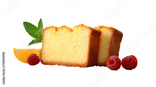 Fresh raw organic chiffon cake bakery on white isolated on clear png background and transparent background. Bakery and pastry concept for cafe and restaurent, AI generative. photo
