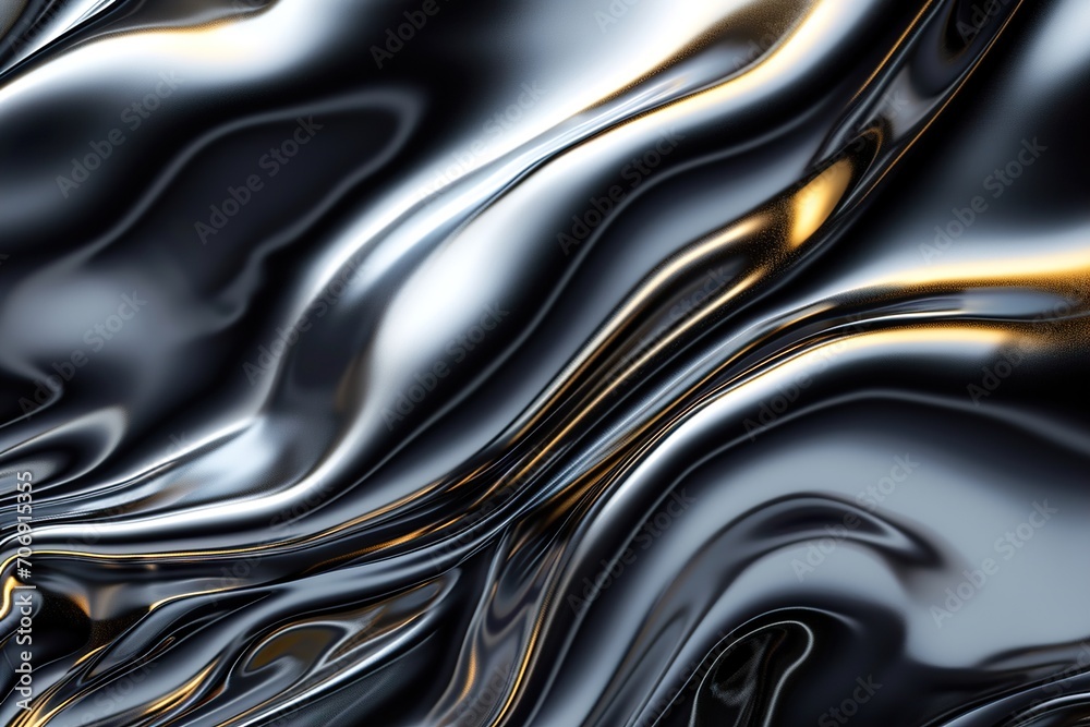 Metallic abstract wavy liquid background