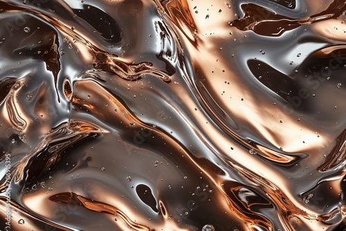 Metallic abstract wavy liquid background