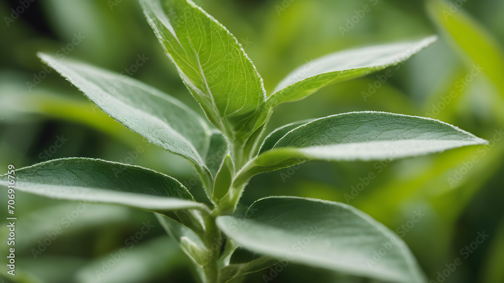 Close-up of a green plant, sage leaves plant, medicine plant,Closeup of fresh green leaves of sage on blurred background against sunlight in nature Close-up of a green plant, sage leaves plant, medicine plant,Closeup of fresh green leaves of sage on blurred background against sunlight in nature