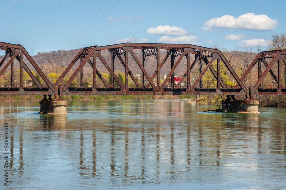 Train trestle bridge across the Allegheny River, Warren, PA