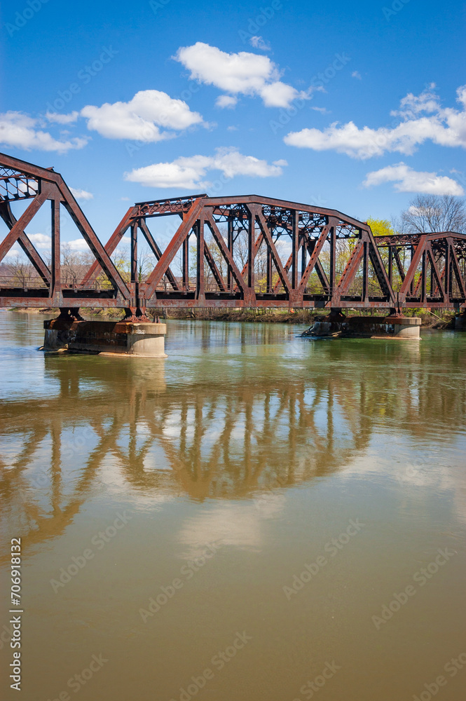 Train trestle bridge across the Allegheny River, Warren, PA
