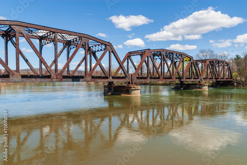 Train trestle bridge across the Allegheny River, Warren, PA © Zack Frank