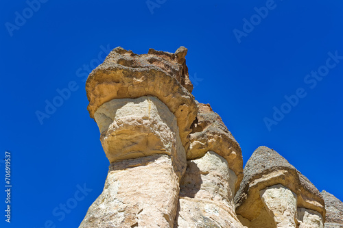 Obraz na płótnie Cappadocia landscape soft volcanic rock, shaped by erosion into towers. w salonie