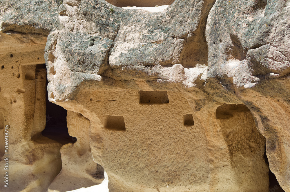 Cappadocia landscape soft volcanic rock, shaped by erosion into towers.