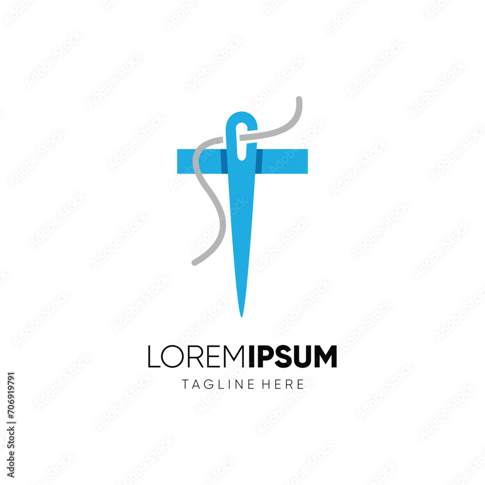 Obraz premium Initial Letter T Needle Logo Design Vector Icon Graphic