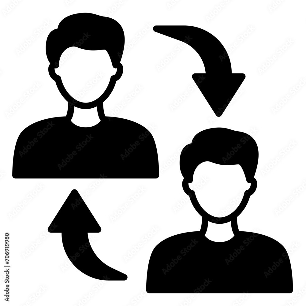 Connect to friends icon with two people and an arrow Connect to friends icon with two people and an arrow