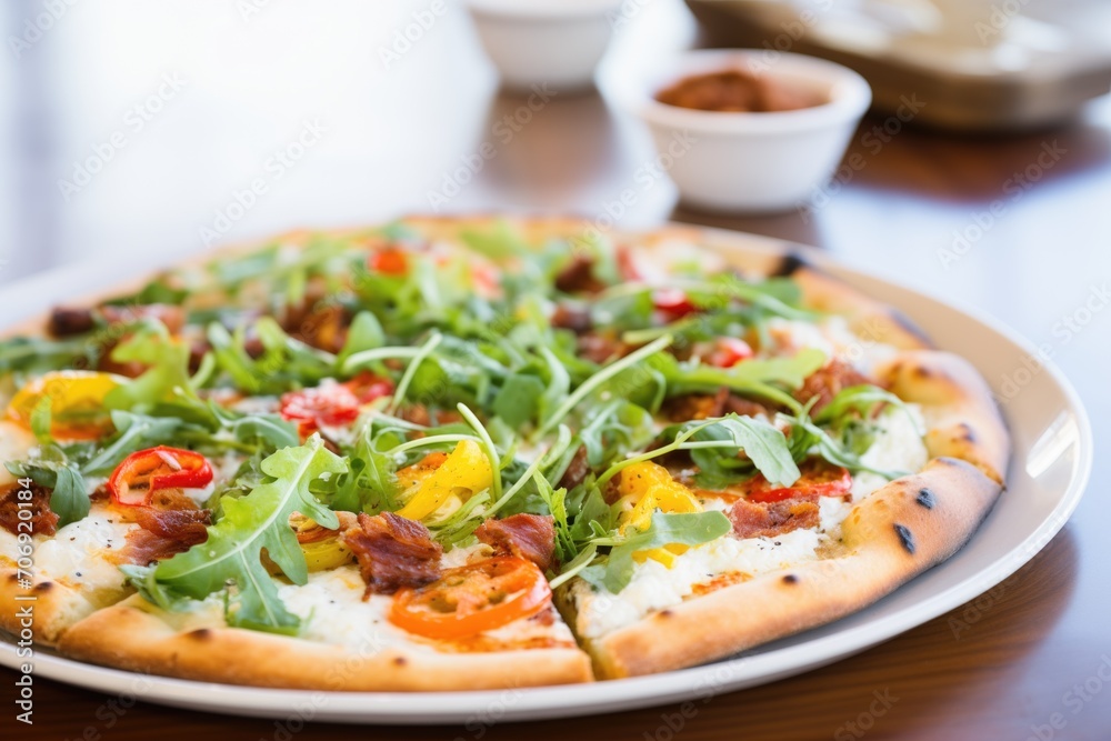 italian sausage and roasted peppers on a pizza