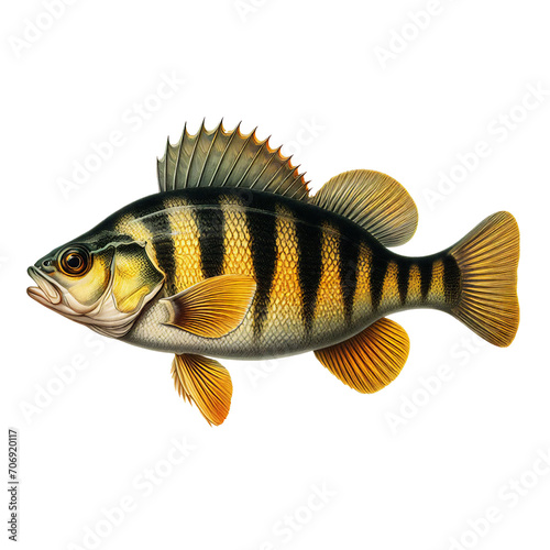 Vintage biology illustration of a yellow perch (Perca flavescens)