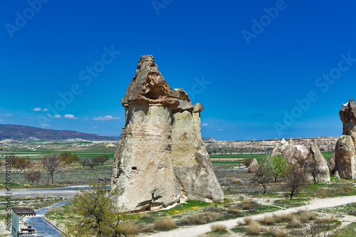 Obraz na płótnie Cappadocia landscape soft volcanic rock, shaped by erosion into towers. w salonie