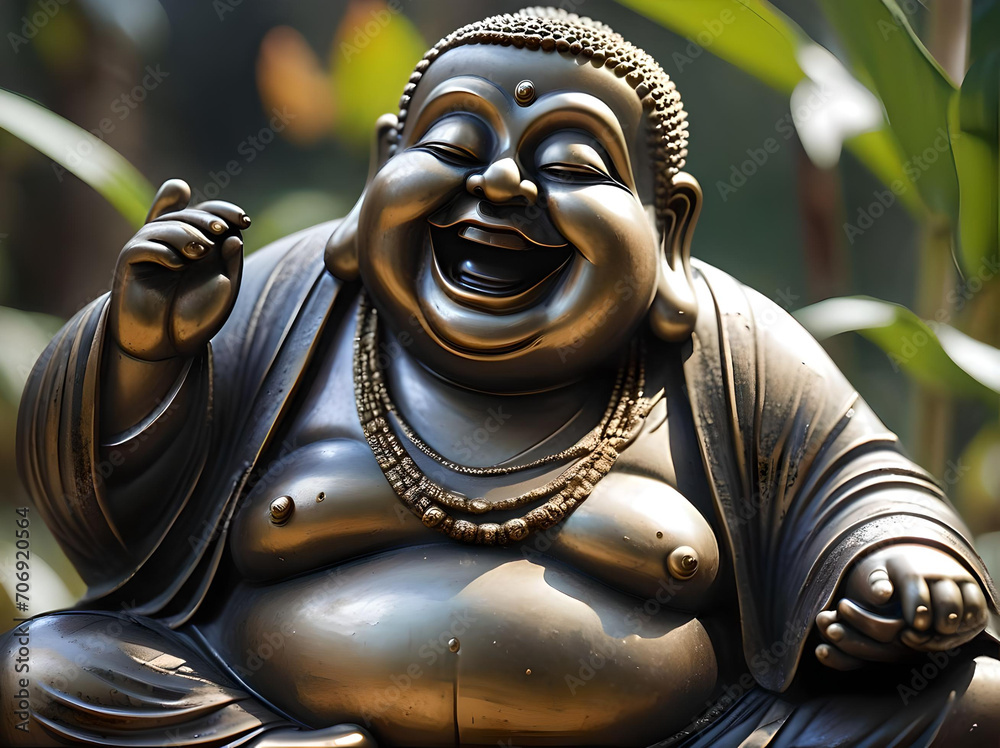 laughing buddha statue  - obrazy, fototapety, plakaty 