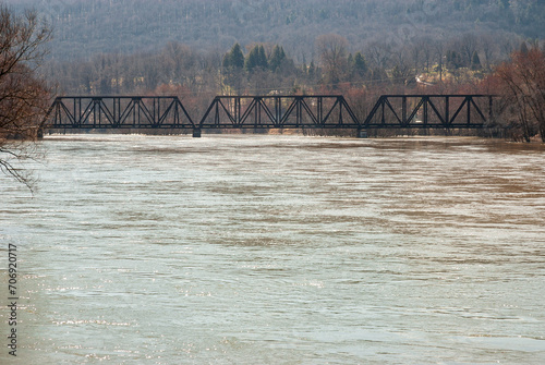 Train trestle bridge across the Allegheny River, Warren, PA photo