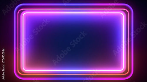 Thin neon frame glowing abstract background.