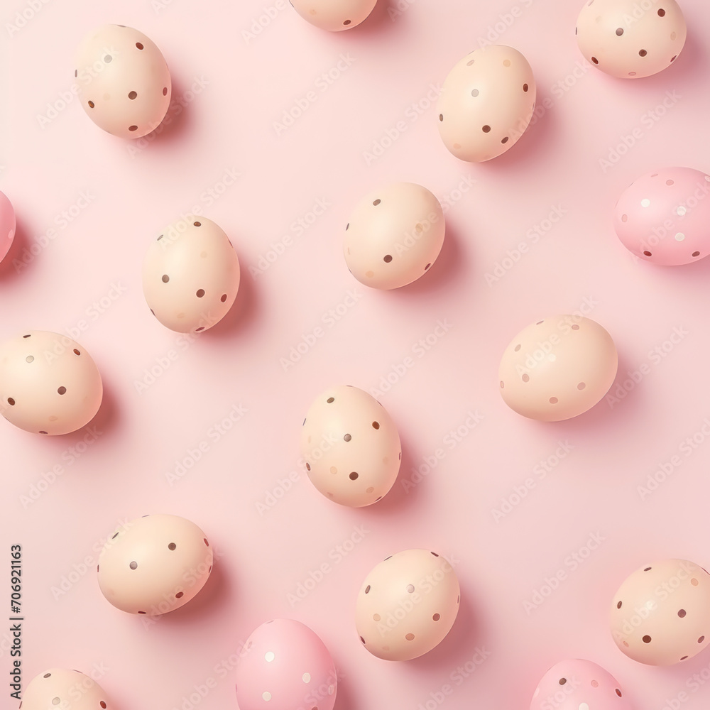 Traditional pastel colored and dotted Easter eggs. Traditional pastel colored and dotted Easter eggs.
