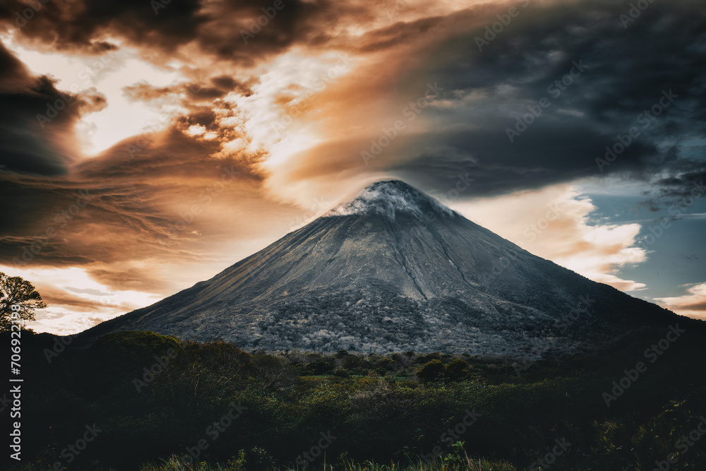 Stunning landscape of the Concepción volcano on the island of Ometepe in Nicaragua, Central America