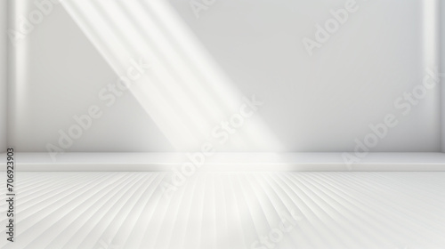 Abstract white light on wall background for display product. Mockup with blank empty scene concept with Generative Ai.
