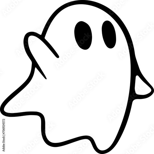 Summer cute hooded ghost Simple lines, illustrations, vectors
