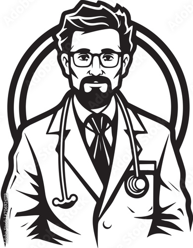 flat logo of a doctor isolated on white background generative ai