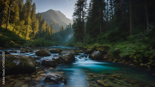 illustration lake in the mountains