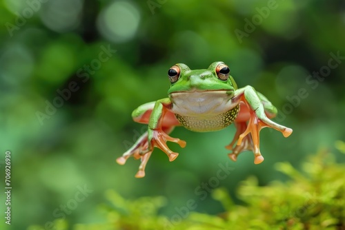 Frog jumping. 