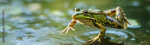 Frog in the pond. Banner