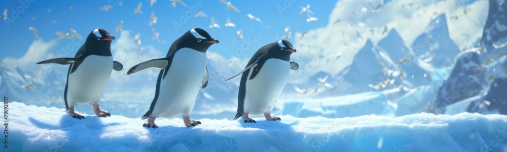 Fototapeta premium Penguins. Banner