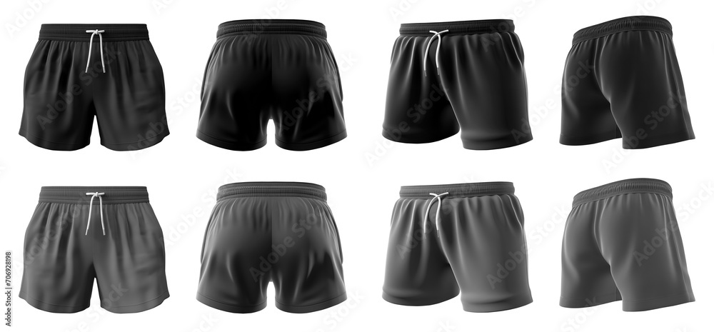 2 Set of black and dark grey gray, unisex running sports shorts boxer ...