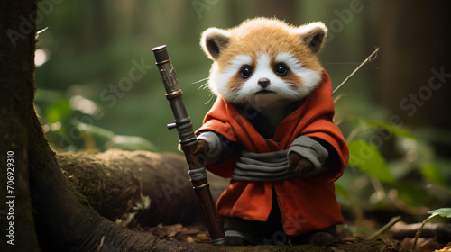 Adorable baby red panda yoda photo