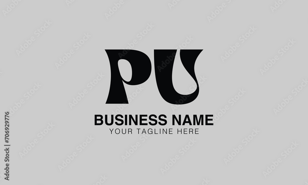 PU p pu initial logo initial based abstract modern minimal creative