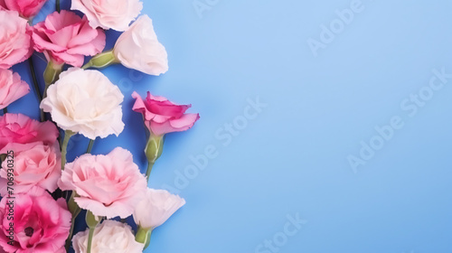 Flower composition of eutomer on pink blue background