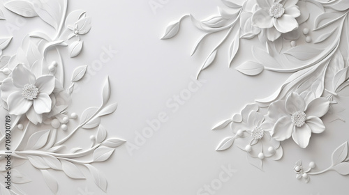 White delicate background with vintage floral