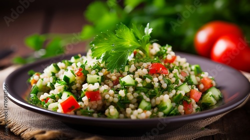 Tabbouleh salad with pomegranate and parsley