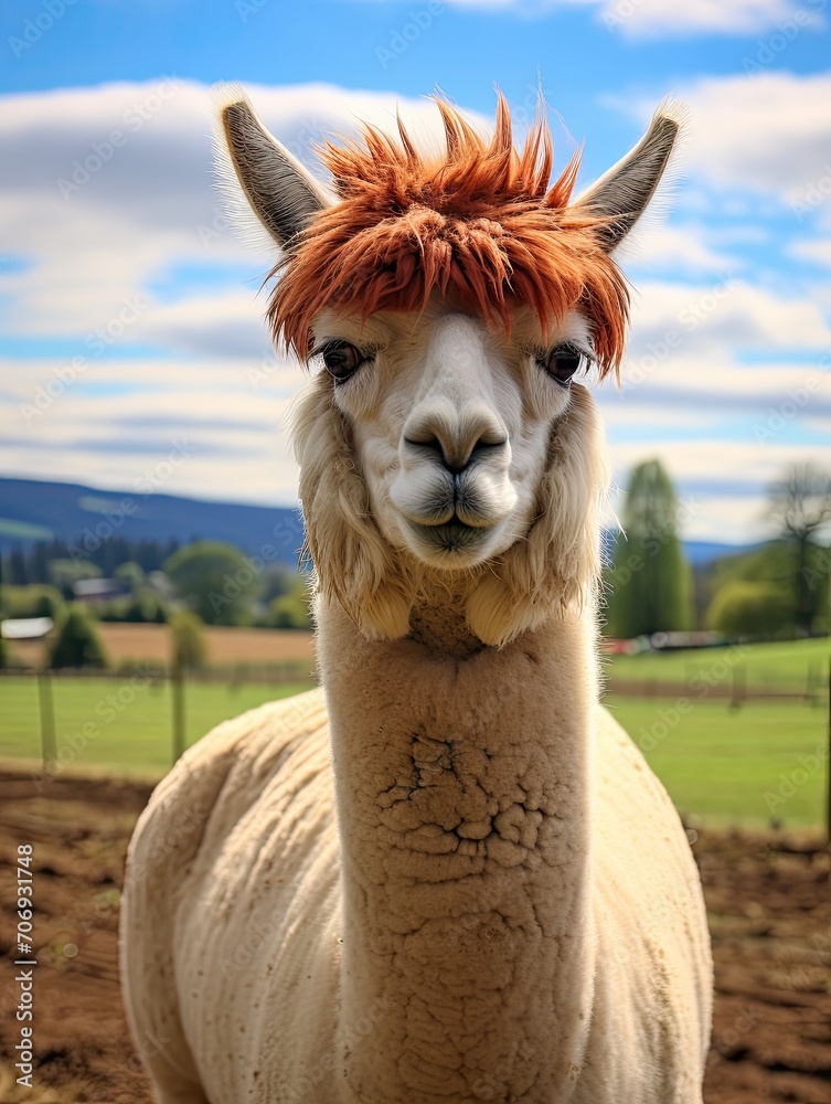 Obraz premium Llama Fleece Farm: Captivating Country Animals