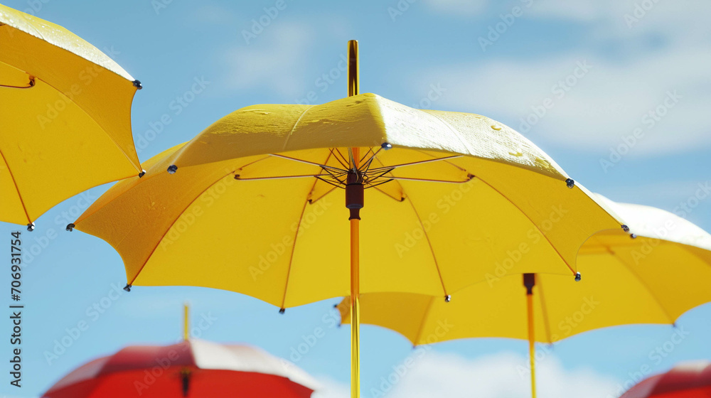 yellow beach umbrella