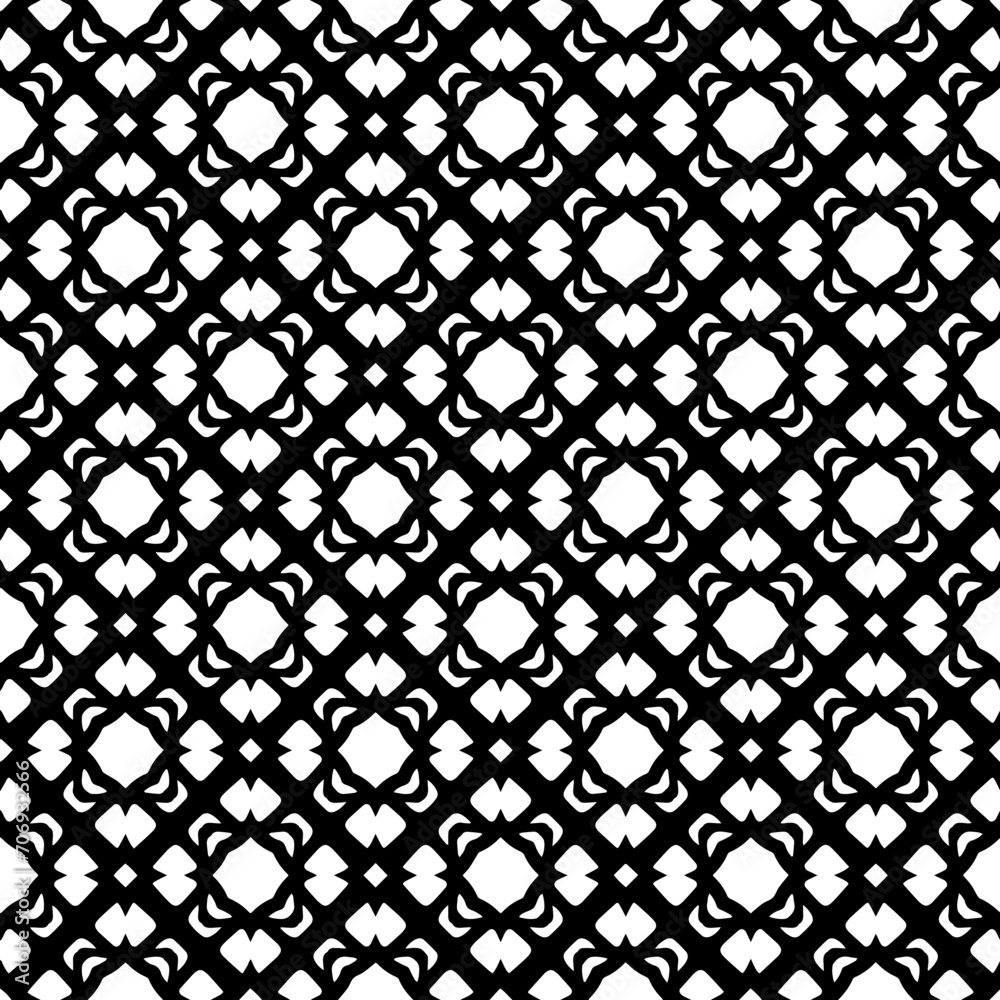 Naklejka premium Monochrome pattern, Abstract texture for fabric print, card, table cloth, furniture, banner, cover, invitation, decoration, wrapping.seamless repeating pattern.Black and white color.