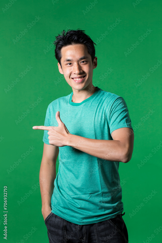 Chinese man pointing at something