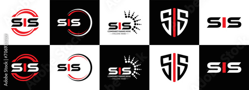 SIS logo. S I S design. White SIS letter. SIS, S I S letter logo design. Initial letter SIS letter logo set, linked circle uppercase monogram logo. S I S letter logo vector design.	
