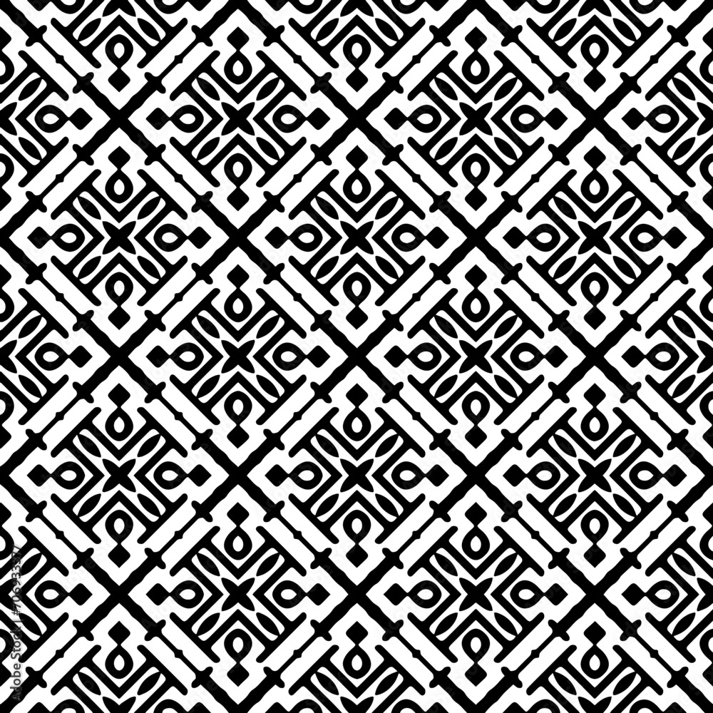 Monochrome pattern, Abstract texture for fabric print, card, table cloth, furniture, banner, cover, invitation, decoration, wrapping.seamless repeating pattern.Black and white color.